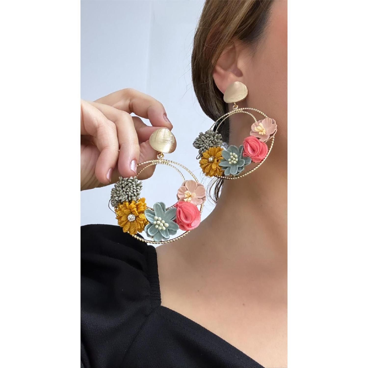 Серьги с ярким цветочным узором чистый